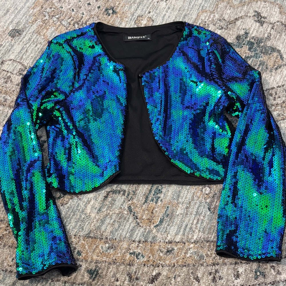 Allegra K - Badgley Mischka Look a Like Vibrant Sequin Blazer